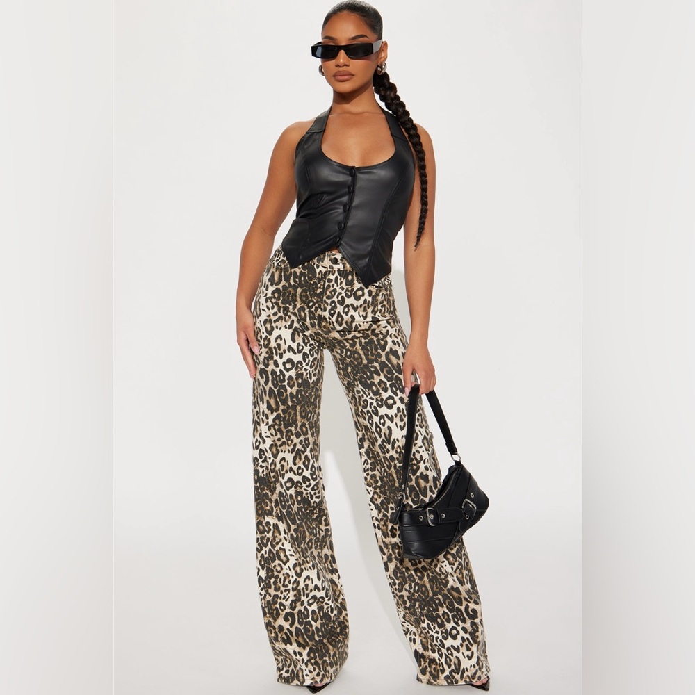 Tall Leopard Print Wide-Leg Pants